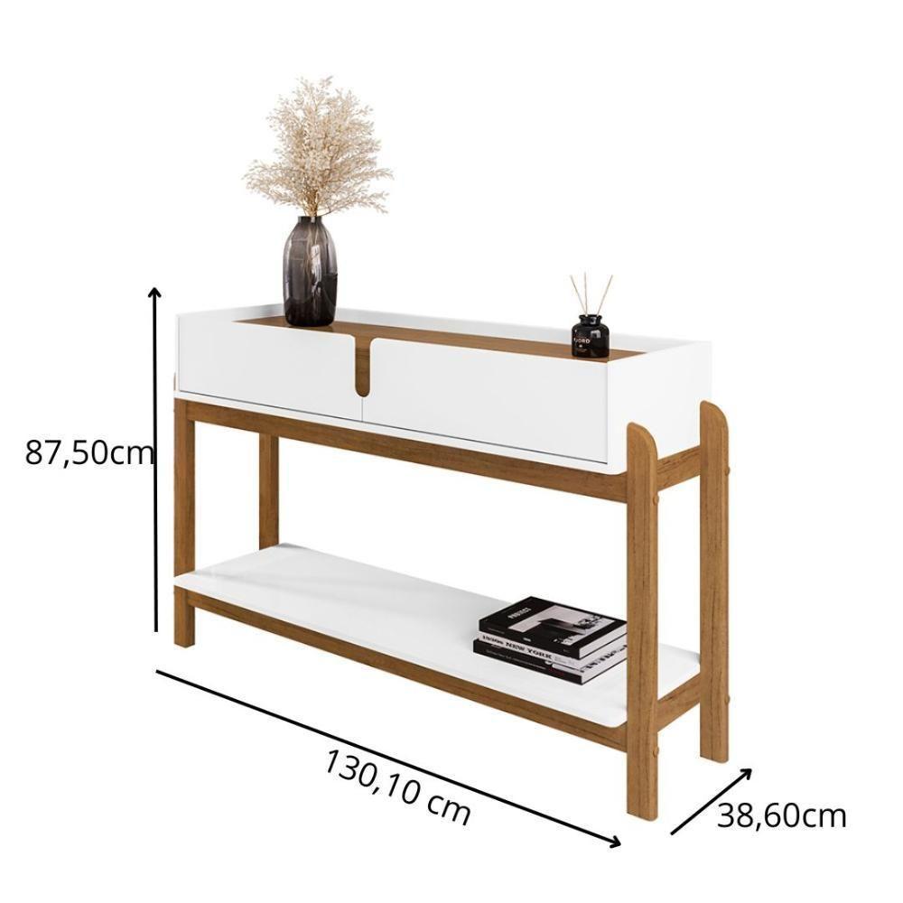 Aparador Lizz - 2 Gavetas Em Mdf-mdp Branco-cedro - Casa D - 6