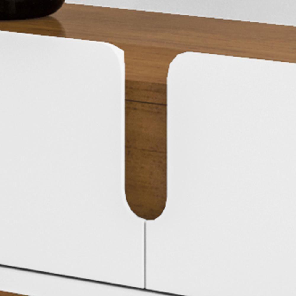 Aparador Lizz - 2 Gavetas Em Mdf-mdp Branco-cedro - Casa D - 7