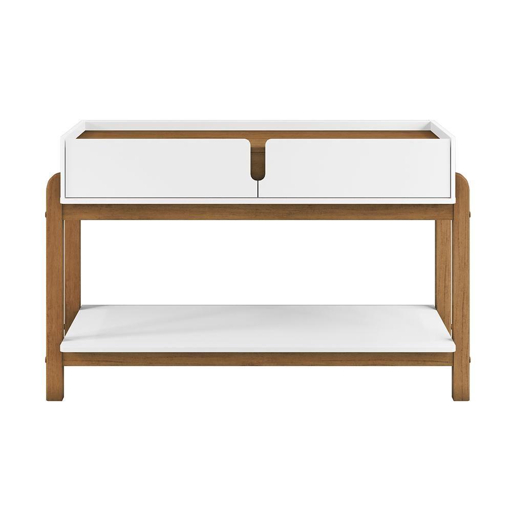 Aparador Lizz - 2 Gavetas Em Mdf-mdp Branco-cedro - Casa D - 9