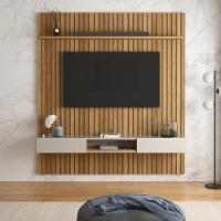 Painel Frisado Oslo - Mdf 1 Porta E 1 Gaveta Freijó-off White - Lukaliam Móveis - 1