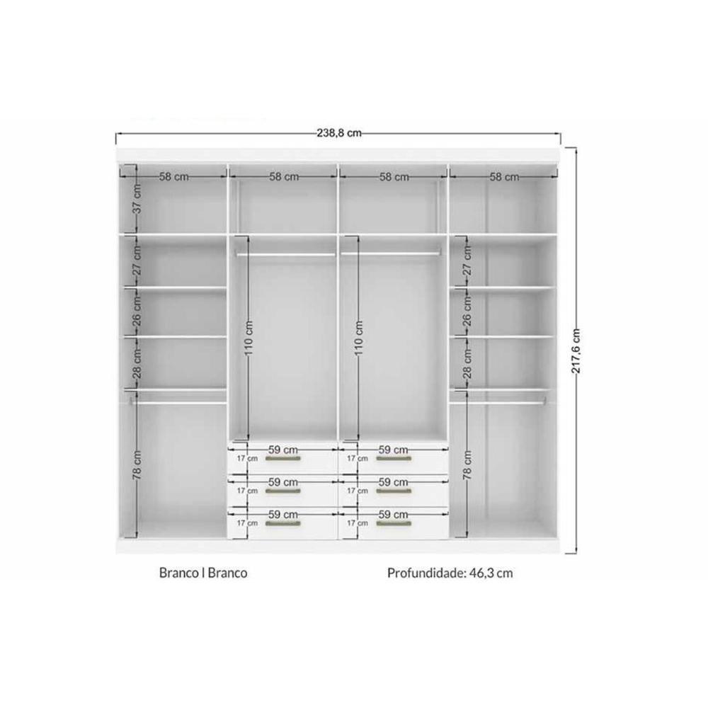 Cama Box Casal + Colchão Frontier Herval + Guarda Roupa Master 8.6 Branco - 5