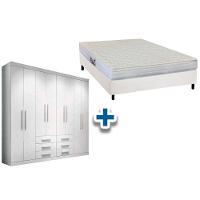 Cama Box Casal + Colchão Frontier Herval + Guarda Roupa Master 8.6 Branco - 1