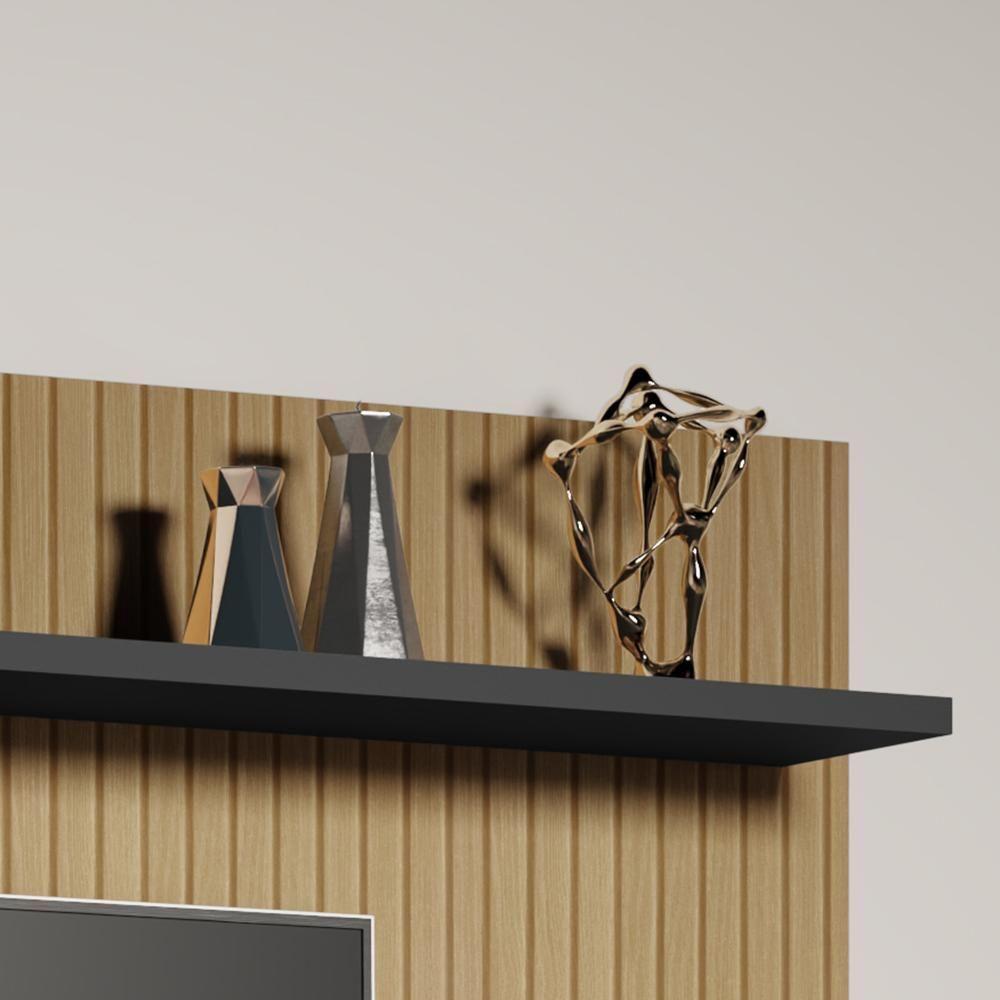 Painel Menfis - Tv Até 55'' Mdp 1 Porta E 1 Gaveta Preto-ripado - Sal Movelaria - 2