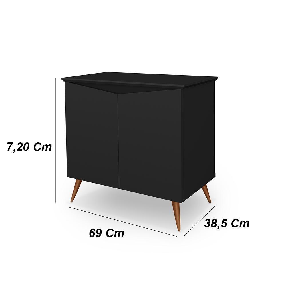 Aparador Buffet Encanto - 2 Portas Com Pés Retrô Em Mdp-mdf Preto - Maria Móveis - 2