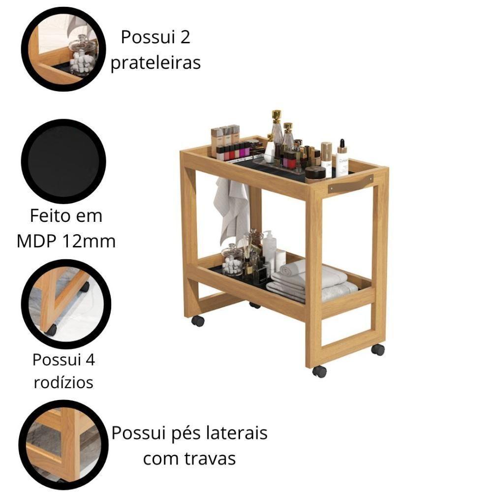 Carrinho Auxiliar Suporte Para Esmalte Com Rodinhas Preto - 5