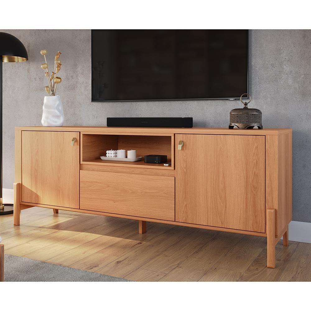 Rack Para Tv Até 70 Polegadas 1 Gaveta E 2 Portas Gliss 1,83m Lukaliam Móveis Jequitiba Jequitiba - 2