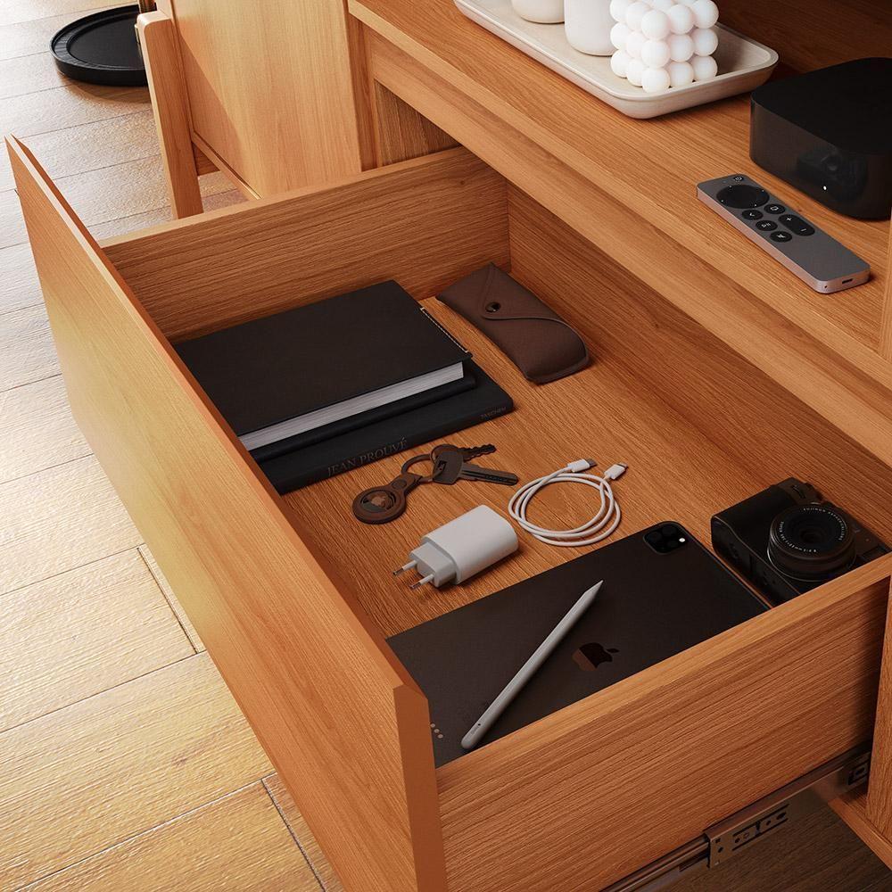 Rack Para Tv Até 70 Polegadas 1 Gaveta E 2 Portas Gliss 1,83m Lukaliam Móveis Jequitiba Jequitiba - 4