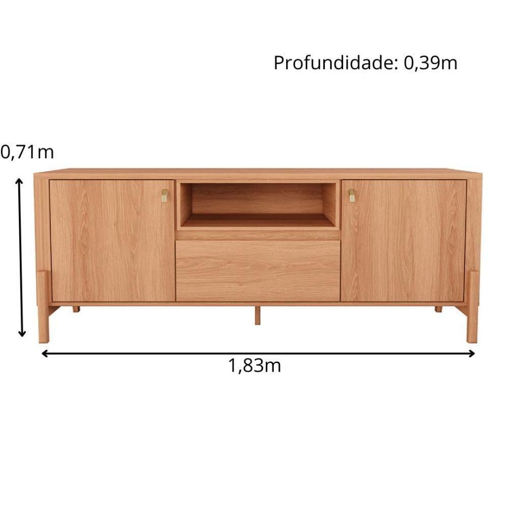 Rack Para Tv Até 70 Polegadas 1 Gaveta E 2 Portas Gliss 1,83m Lukaliam Móveis Jequitiba Jequitiba - 6