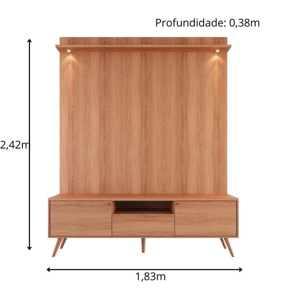 Rack Movelove 2 Portas E 1 Gaveta Com Painel Led Para Tv 70 Polegadas River 183cm Jequitiba Jequitiba - 2