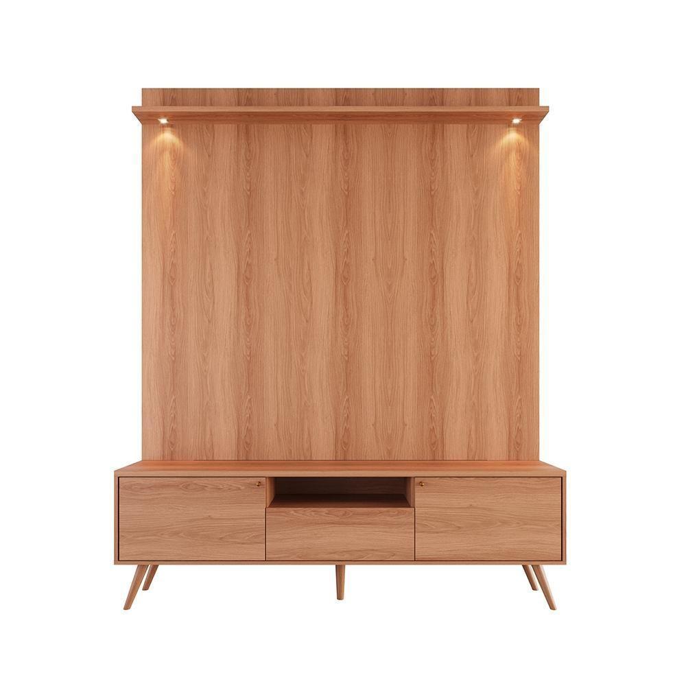 Rack Movelove 2 Portas E 1 Gaveta Com Painel Led Para Tv 70 Polegadas River 183cm Jequitiba Jequitiba - 4