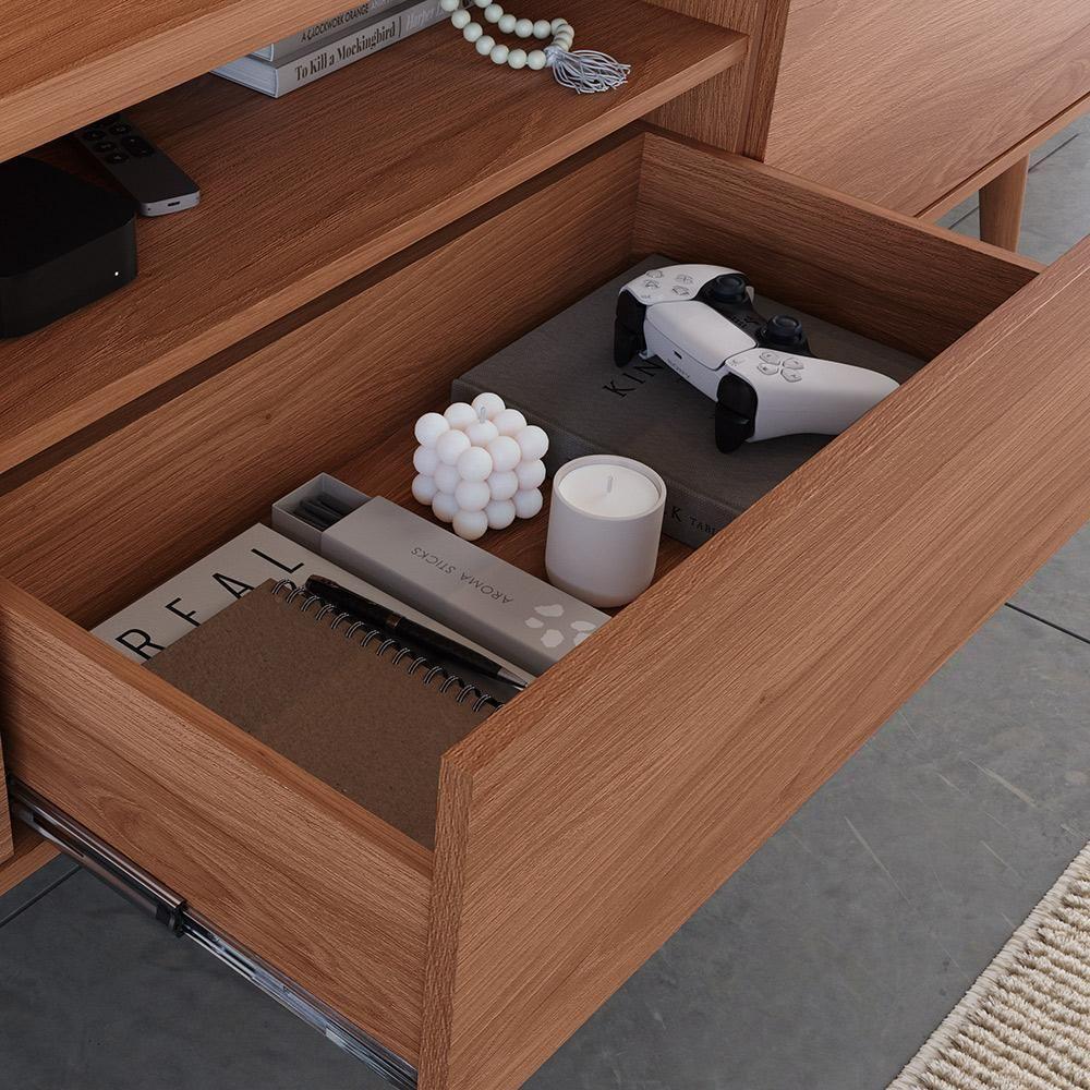 Rack Movelove 2 Portas E 1 Gaveta Com Painel Led Para Tv 70 Polegadas River 183cm Jequitiba Jequitiba - 5