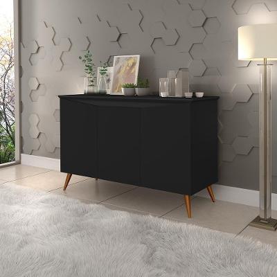 Buffet Aparador Encanto - 3 Portas Prateleira Interna Mdf Preto - Movelove Preto