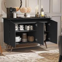 Buffet Aparador Encanto - 3 Portas Prateleira Interna Mdf Preto - Movelove Preto - 2