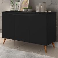 Buffet Aparador Encanto - 3 Portas Prateleira Interna Mdf Preto - Movelove Preto - 5