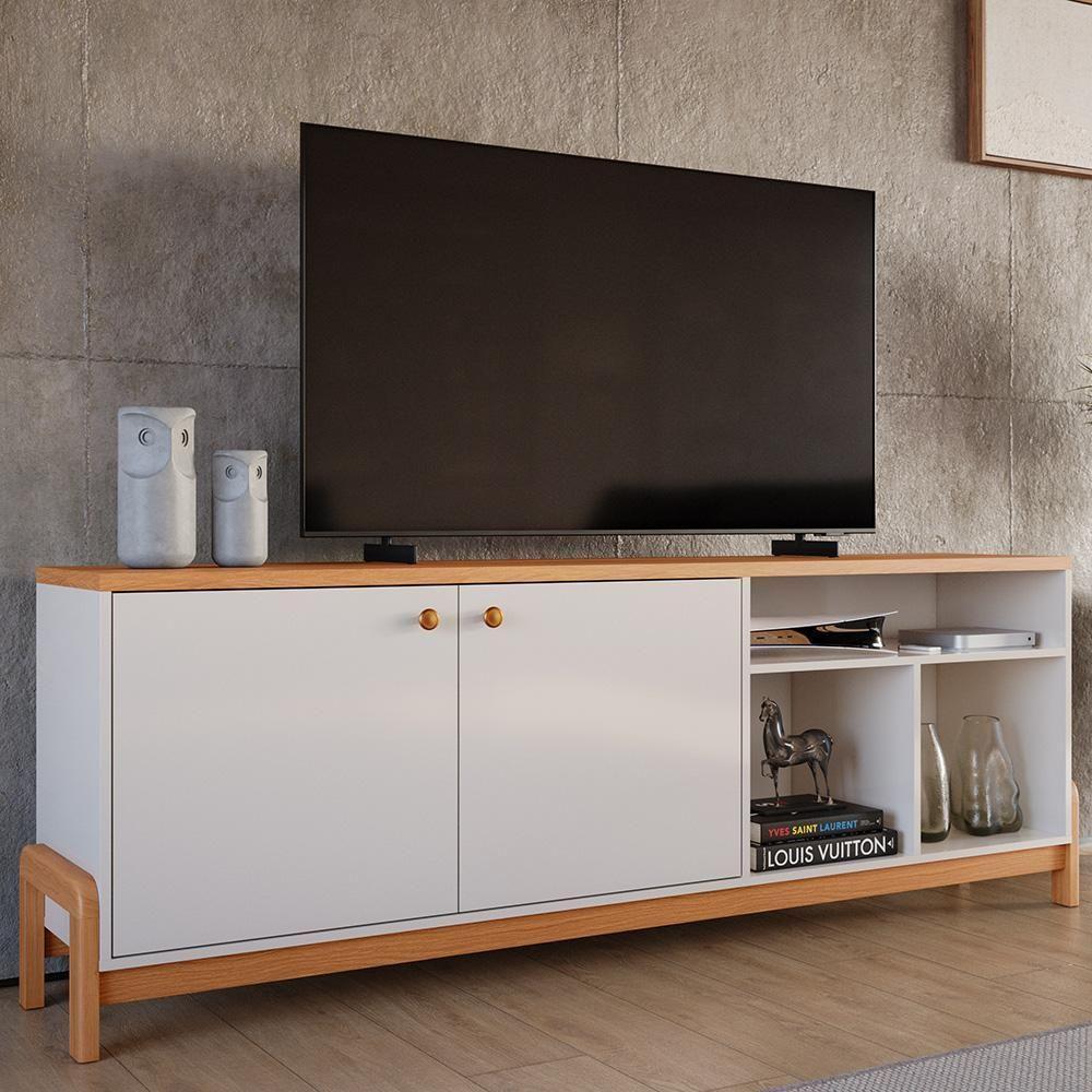 Rack Para Tv Até 70 Polegadas 2 Portas Sunny 1,83m Lukaliam Móveis Off White-jequitiba Off White-jequitiba - 1