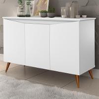 Buffet Aparador Encanto - 3 Portas Prateleira Interna Mdf Branco - Movelove Branco - 5