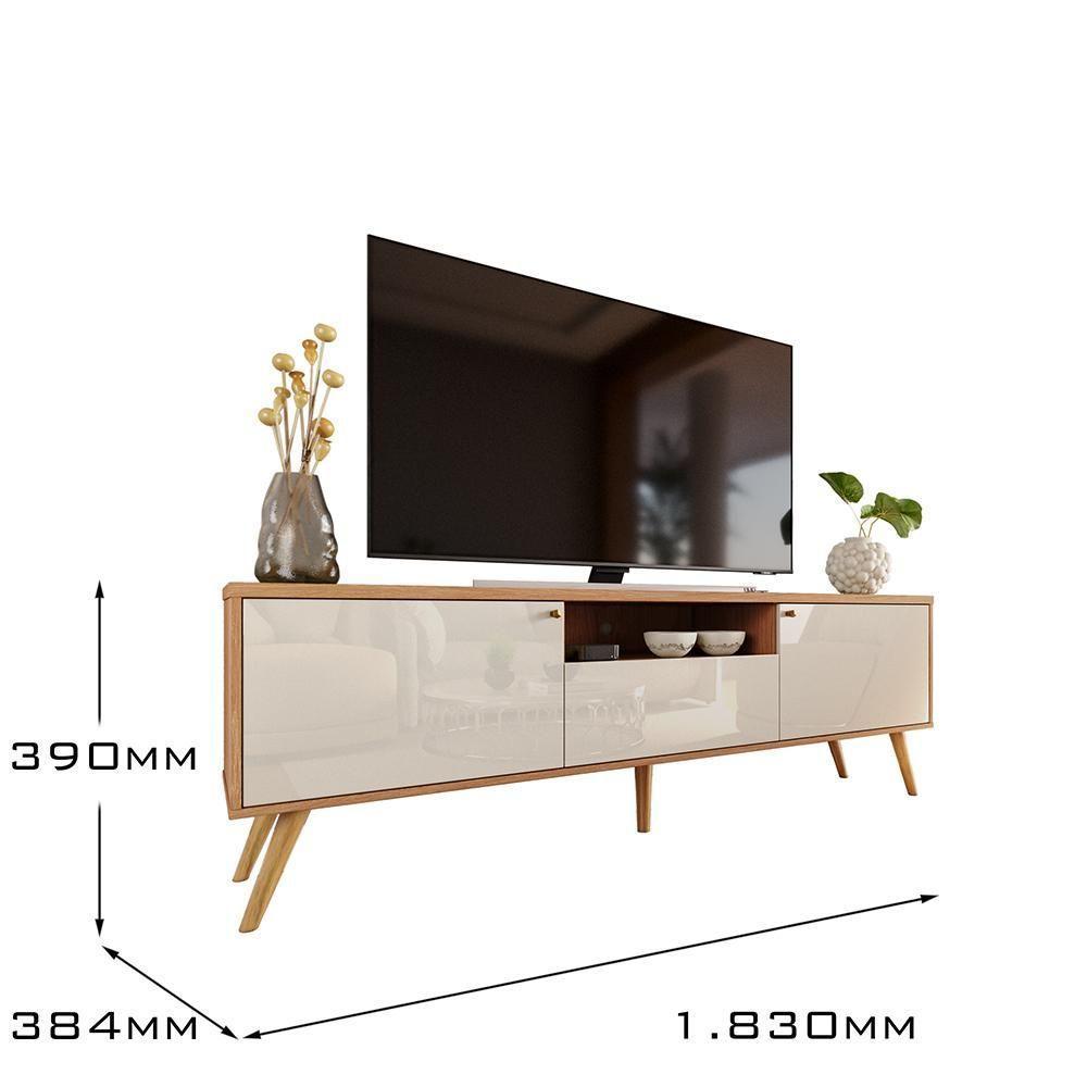 Rack Para Tv Até 70 Polegadas 2 Portas E 1 Gaveta Sevilla 183cm Jequitibá-off White Perolizado - 5