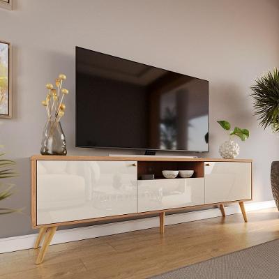 Rack Para Tv Até 70 Polegadas 2 Portas E 1 Gaveta Sevilla 183cm Jequitibá-off White Perolizado