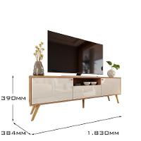 Rack Para Tv Até 70 Polegadas 2 Portas E 1 Gaveta Sevilla 183cm Jequitibá-off White Perolizado - 5