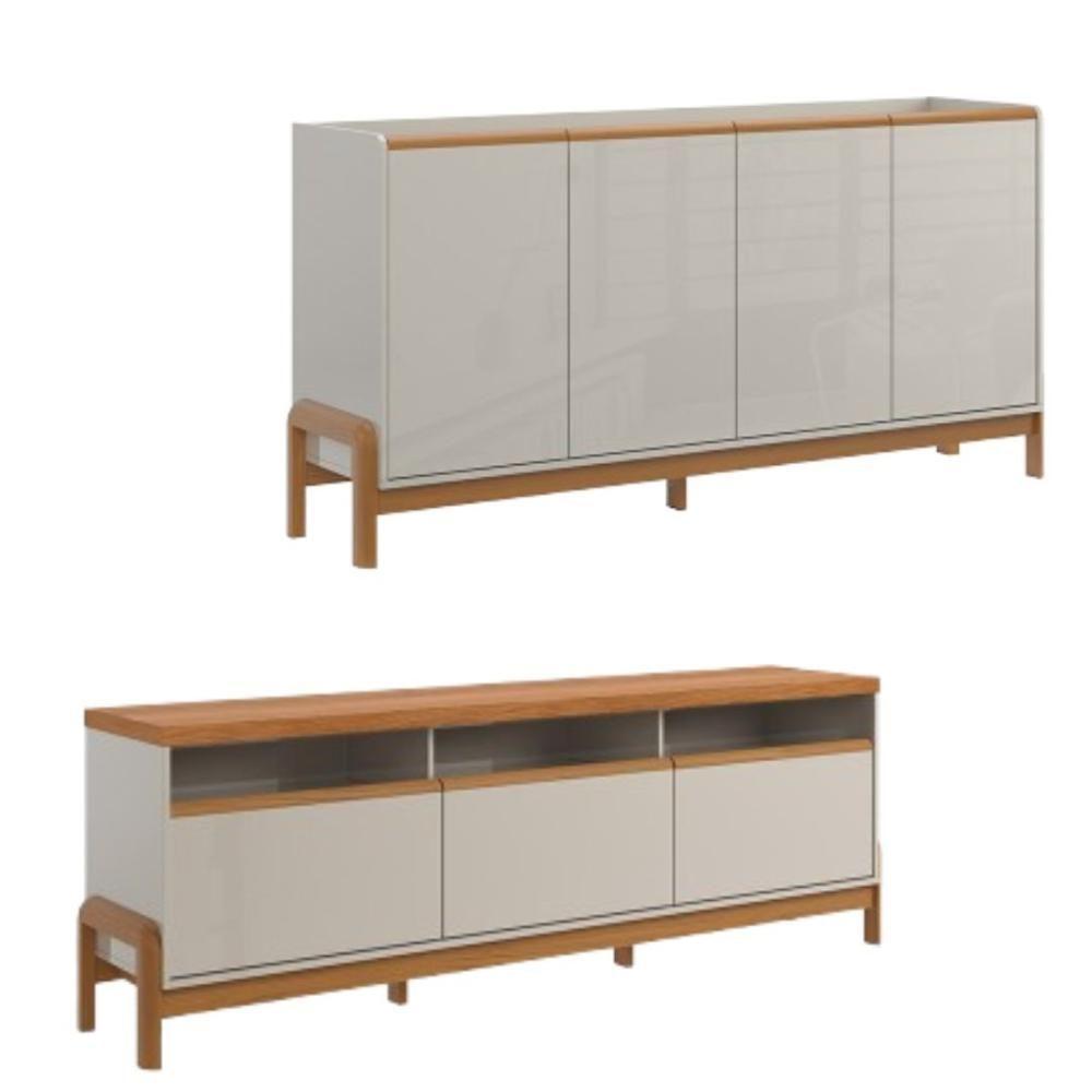 Rack + Elegance 1.8 Buffet Elegance Off White New Jequitiba - Lukaliam Móveis - 1