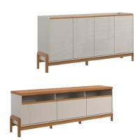 Rack + Elegance 1.8 Buffet Elegance Off White New Jequitiba - Lukaliam Móveis - 1