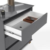 Cômoda Mini Ej Versátil - 3 Gavetas Pés De Madeira Corrediças Telescópicas Mdf-mdp Cinza - Ej Móveis - 3