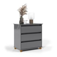 Cômoda Mini Ej Versátil - 3 Gavetas Pés De Madeira Corrediças Telescópicas Mdf-mdp Cinza - Ej Móveis - 4