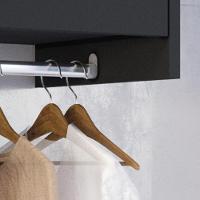 Armário Suspenso Delta - 1 Porta Com Cabideiro Em Mdp Preto - J3 Móveis Preto - 5