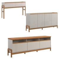 Rack + 3g Elegance 1.8 + Aparador + Buffet Off White New Jequitiba - Lukaliam Móveis - 1