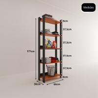 Armario Multiuso Com 5 Prateleiras Organizador Lavanderia Preto - Nature Preto - Nature - 2