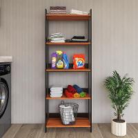 Armario Multiuso Com 5 Prateleiras Organizador Lavanderia Preto - Nature Preto - Nature - 3