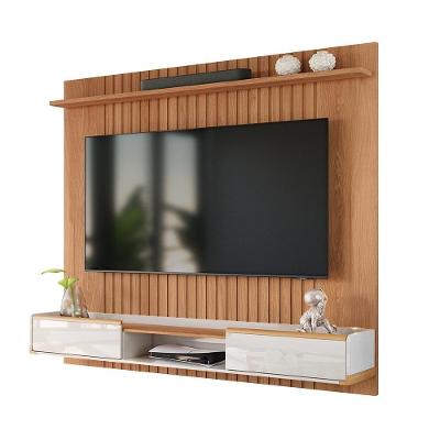 Painel Ripado Atlas - Mdf 1 Prateleira, Espaço Para Tv Até 70" Jequitiba-off White - Lukaliam Móveis