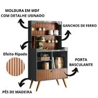 Cantinho Do Café Rubi - 1 Porta Basculante Em Mdf Cinza Perolizado-tauari Ripado - Lukaliam Móveis - 2