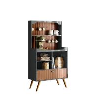 Cantinho Do Café Rubi - 1 Porta Basculante Em Mdf Cinza Perolizado-tauari Ripado - Lukaliam Móveis - 6