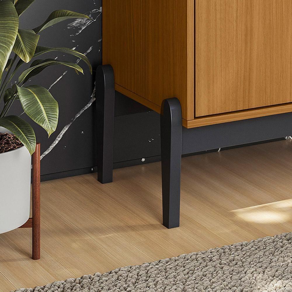 Conjunto Sala De Estar Intense - Aparador E Buffet Com Cantos Arredondados Em Mdp Freijó-preto- Movelove - 10