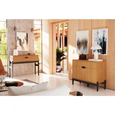 Conjunto Sala De Estar Intense - Aparador E Buffet Com Cantos Arredondados Em Mdp Freijó-preto- Movelove