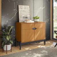 Conjunto Sala De Estar Intense - Aparador E Buffet Com Cantos Arredondados Em Mdp Freijó-preto- Movelove - 3