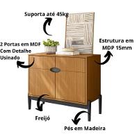Conjunto Sala De Estar Intense - Aparador E Buffet Com Cantos Arredondados Em Mdp Freijó-preto- Movelove - 7