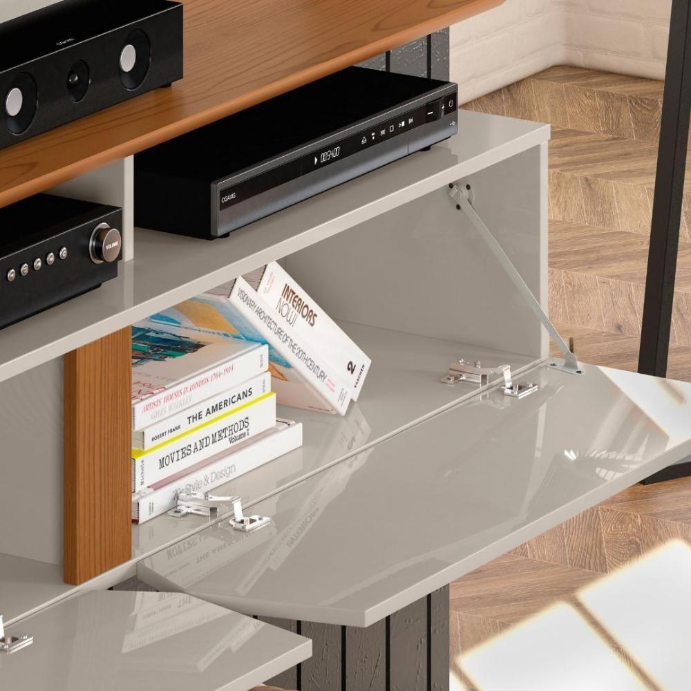 Painel Para Tv Até 55'' Off White Com Damasco Intense - Lukaliam Móveis - 4