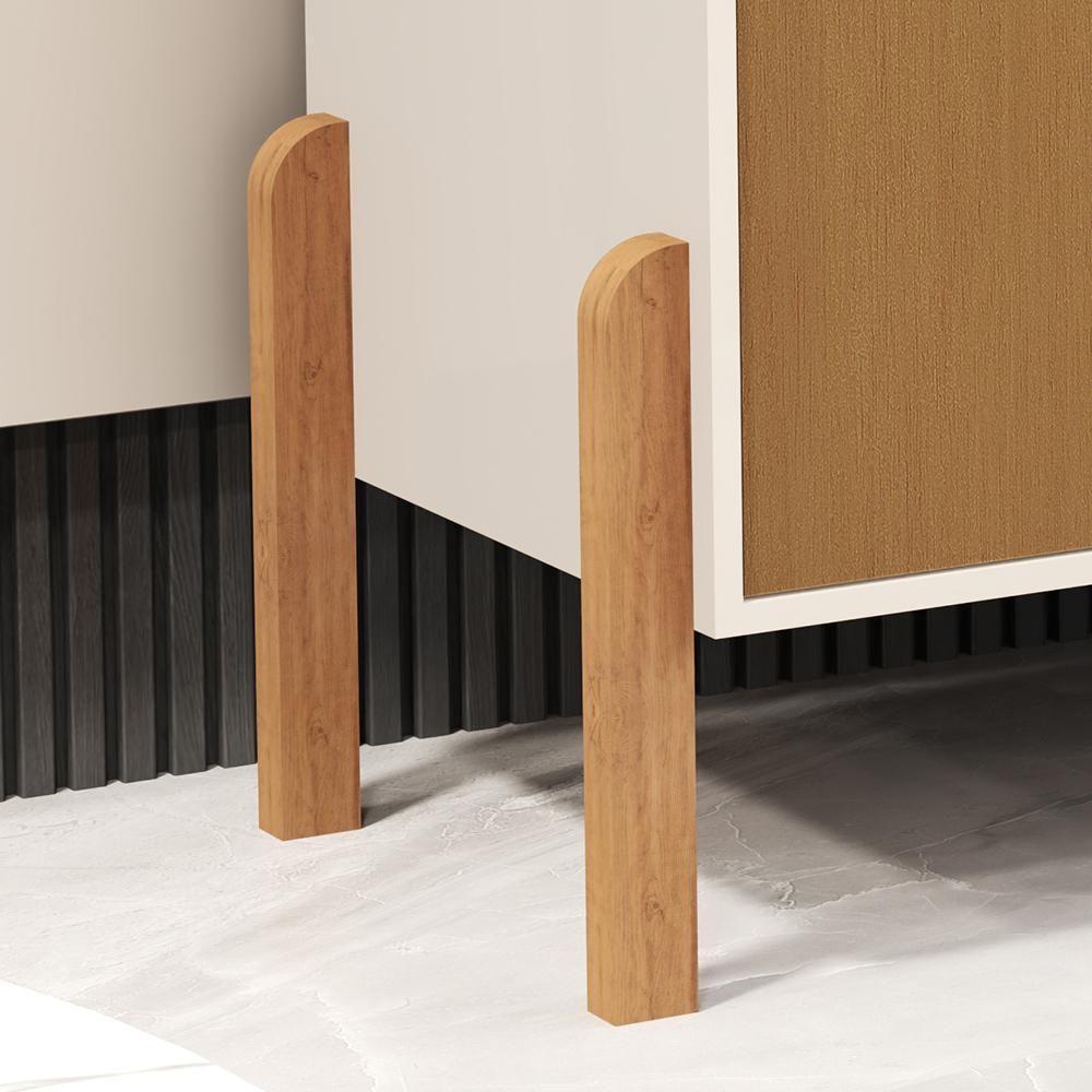 Aparador Cantinho Do Café Luxor - Mdp Com Pés E Puxadores De Madeira Cedro-off White - Sal Movelaria - 4