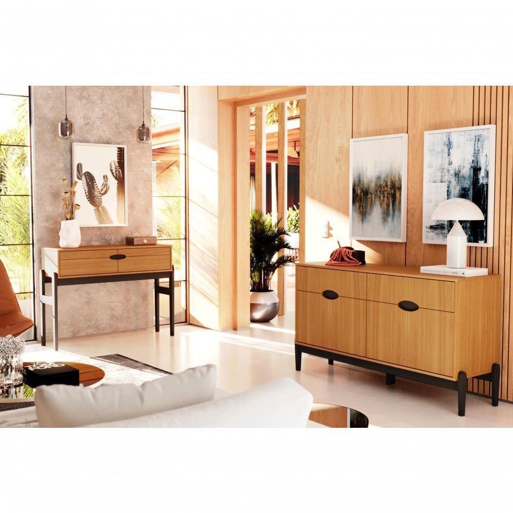 Conjunto Sala De Estar Intense - Aparador 2 Portas E Buffet 4 Portas Em Mdp Freijó-preto - Movelove - 1