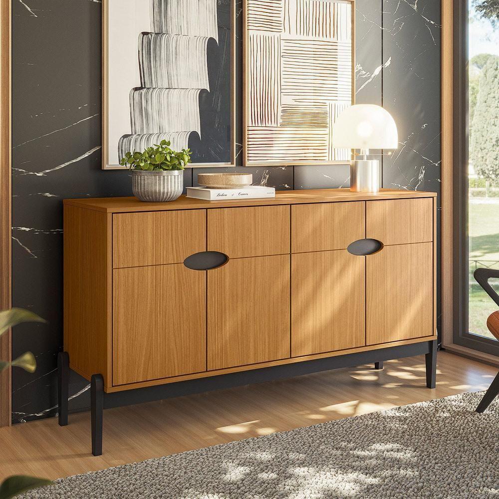 Conjunto Sala De Estar Intense - Aparador 2 Portas E Buffet 4 Portas Em Mdp Freijó-preto - Movelove - 3