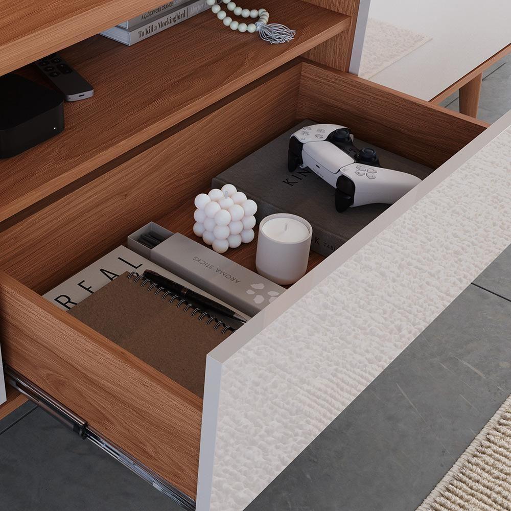 Rack Movelove 2 Portas E 1 Gaveta Com Painel Led Para Tv 70 Polegadas River 183cm Jequitiba Ripado-off White Jequitiba Ripado-off White - 5