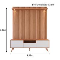 Rack Movelove 2 Portas E 1 Gaveta Com Painel Led Para Tv 70 Polegadas River 183cm Jequitiba Ripado-off White Jequitiba Ripado-off White - 2