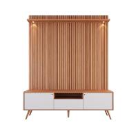 Rack Movelove 2 Portas E 1 Gaveta Com Painel Led Para Tv 70 Polegadas River 183cm Jequitiba Ripado-off White Jequitiba Ripado-off White