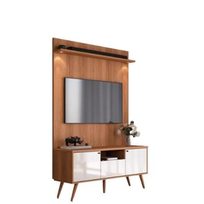 Rack River Com Painel Led - Efeito Ripado Para Tv Até 70'' 2 Portas E 1 Gaveta - Lukaliam Móveis Jequitiba-off White Jequitiba-off White