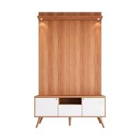 Rack River Com Painel Led - Efeito Ripado Para Tv Até 70'' 2 Portas E 1 Gaveta - Lukaliam Móveis Jequitiba-off White Jequitiba-off White - 2