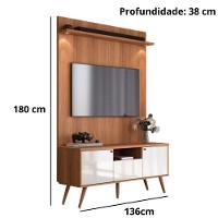 Rack River Com Painel Led - Efeito Ripado Para Tv Até 70'' 2 Portas E 1 Gaveta - Lukaliam Móveis Jequitiba-off White Jequitiba-off White - 5