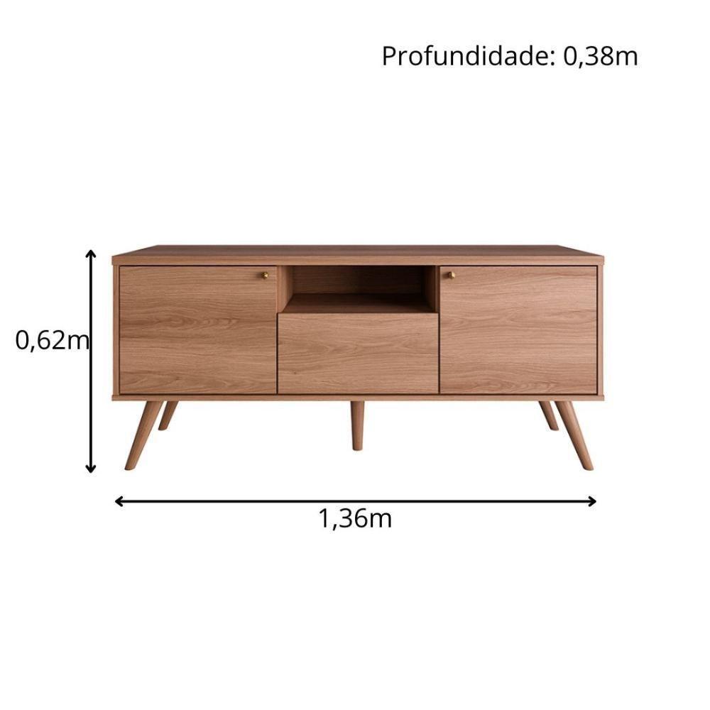 Rack Em Mdp 25mm P- Tv Até 70" 1,36m 2 Portas E 1 Gaveta Sevilla Jequitiba Jequitiba - 6