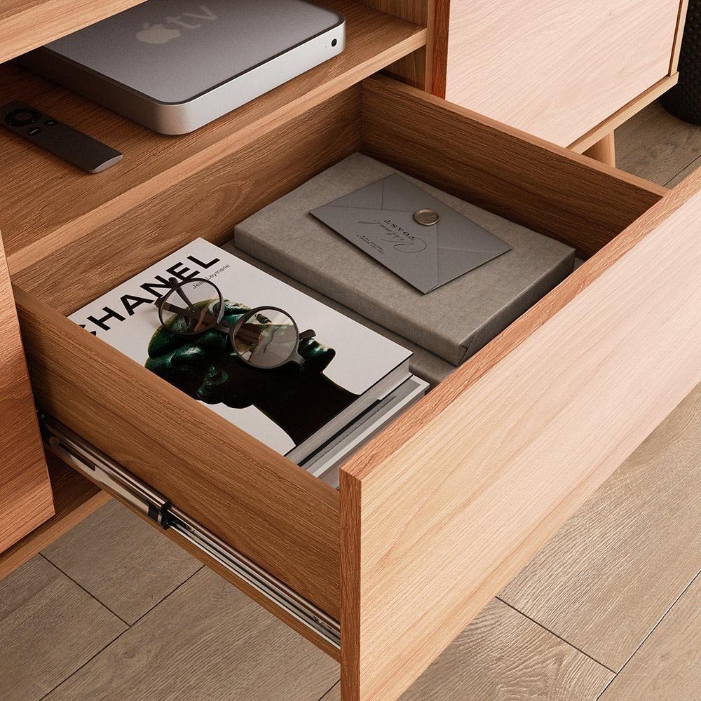 Rack Em Mdp 25mm P- Tv Até 70" 1,36m 2 Portas E 1 Gaveta Sevilla Jequitiba Jequitiba - 7